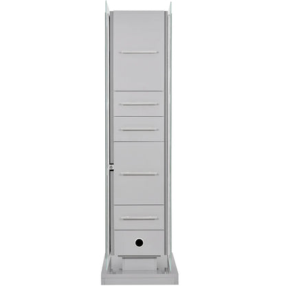 Modern DIIR styling station with built-in LED lighting and a sleek, polished appearance.