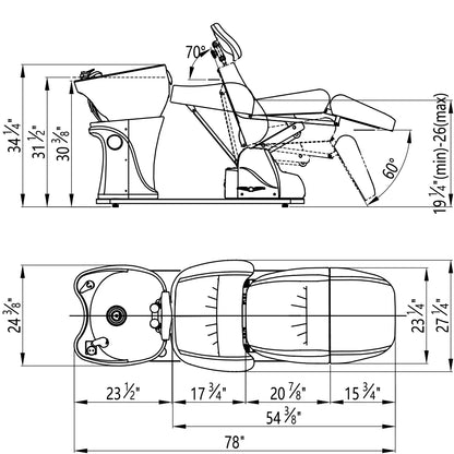 DIIR Maxi Full Recline Shampoo Unit with Rotating Seat - DIIR-7113