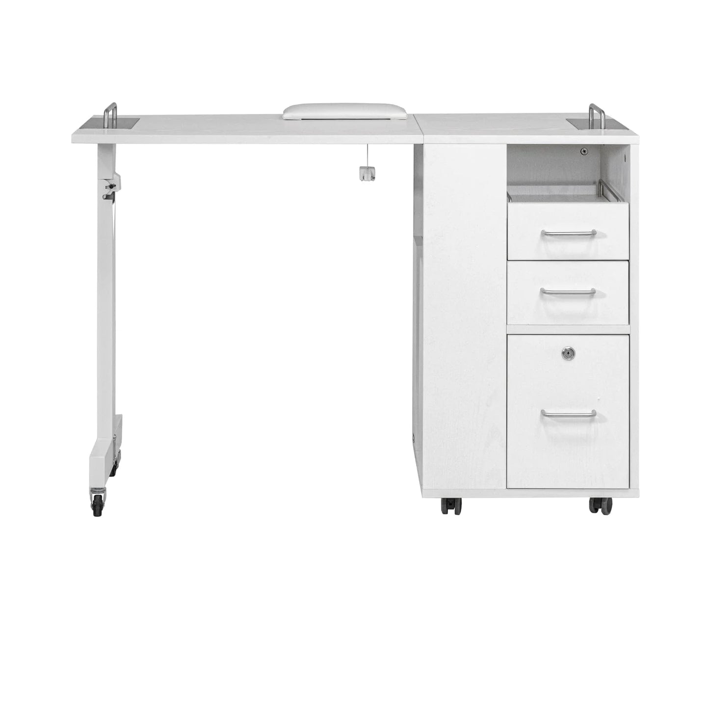 AYC Taylor portable nail station with folding legs and storage drawers