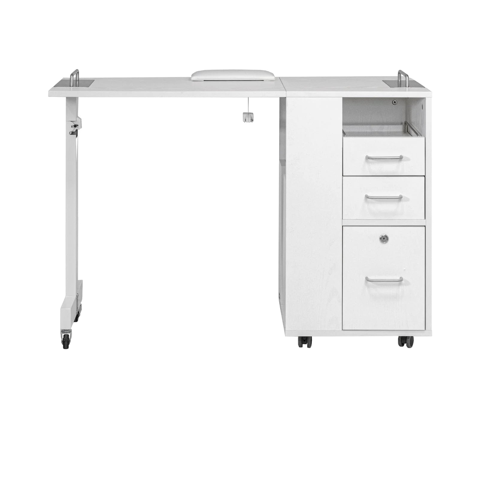 AYC Taylor portable nail station with folding legs and storage drawers