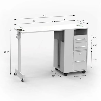 AYC Taylor Foldable Manicure Table measurements