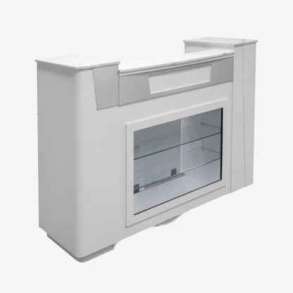 AYC Sonoma front desk with glass showcase for spa and salon reception area