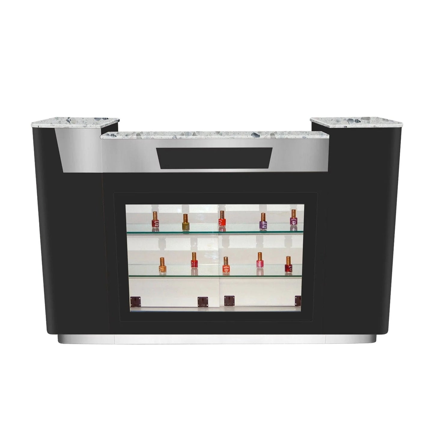 AYC Sonoma spa reception counter with stylish glass display for retail products