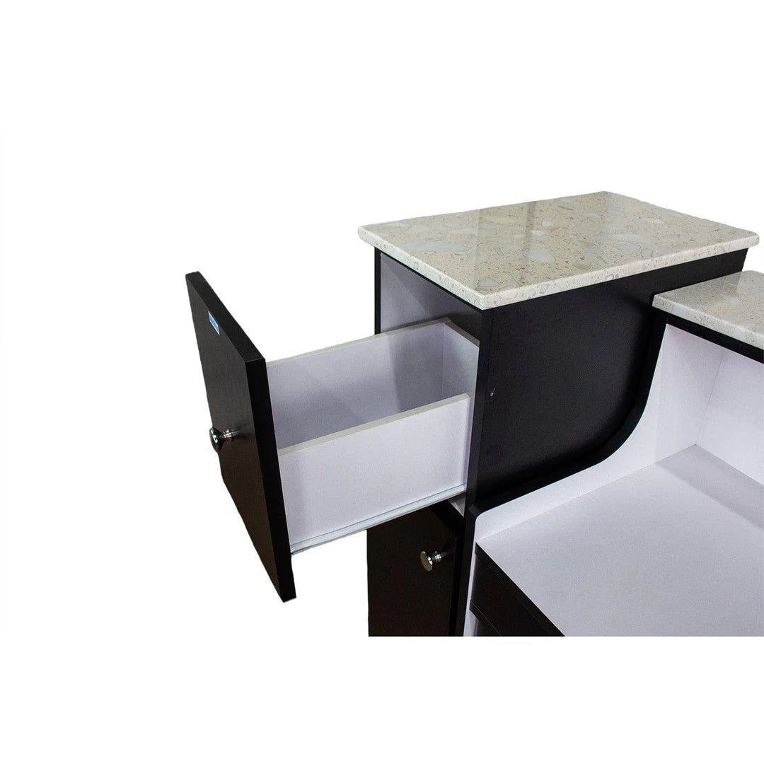AYC Sonoma reception desk with modern glass display for salon front counter