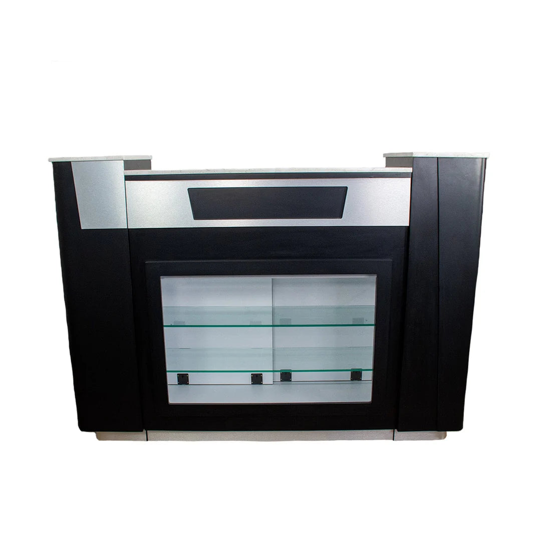 AYC Sonoma front desk with glass showcase for spa and salon reception area