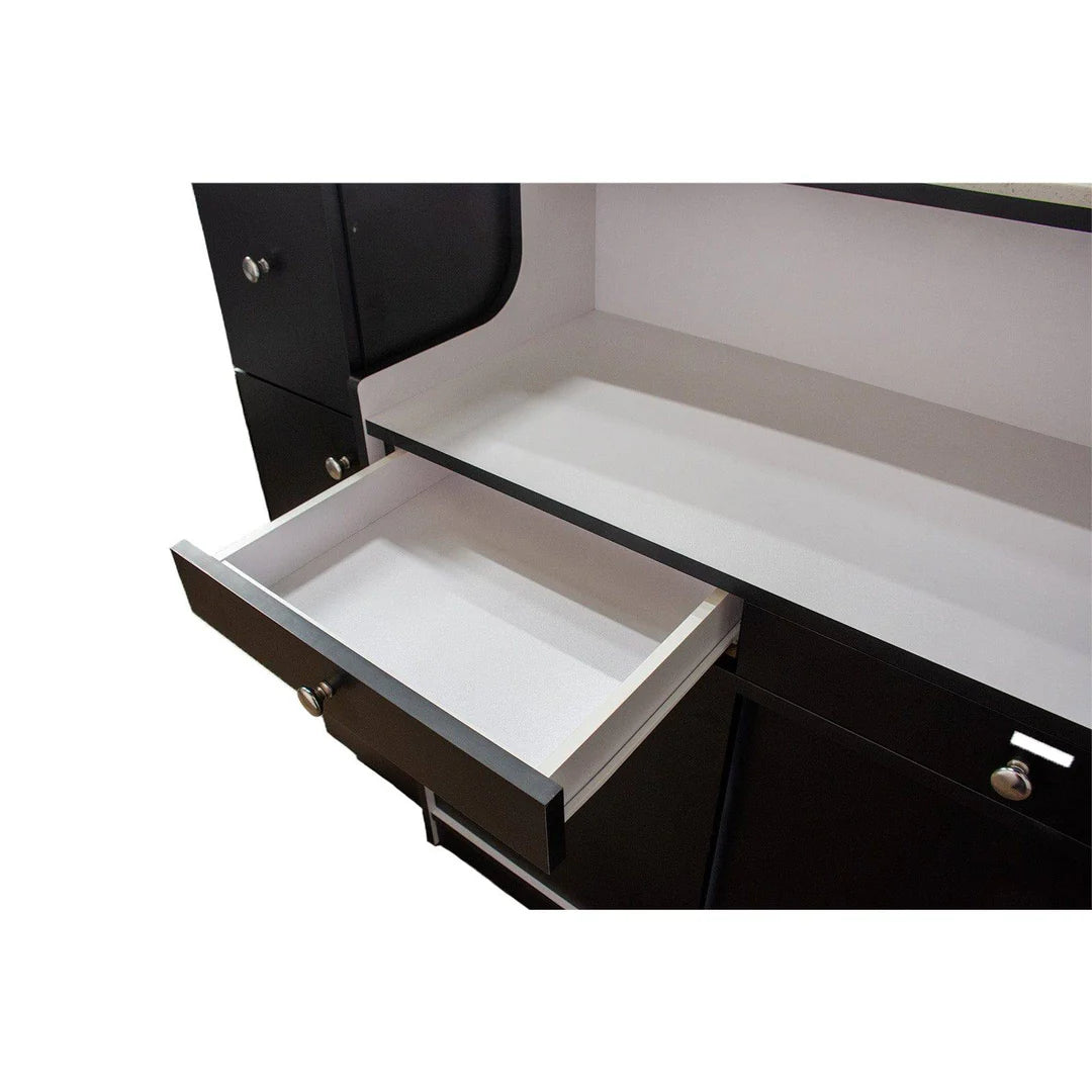 AYC Sonoma reception desk with modern glass display for salon front counter