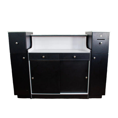 AYC Sonoma spa reception counter with stylish glass display for retail products