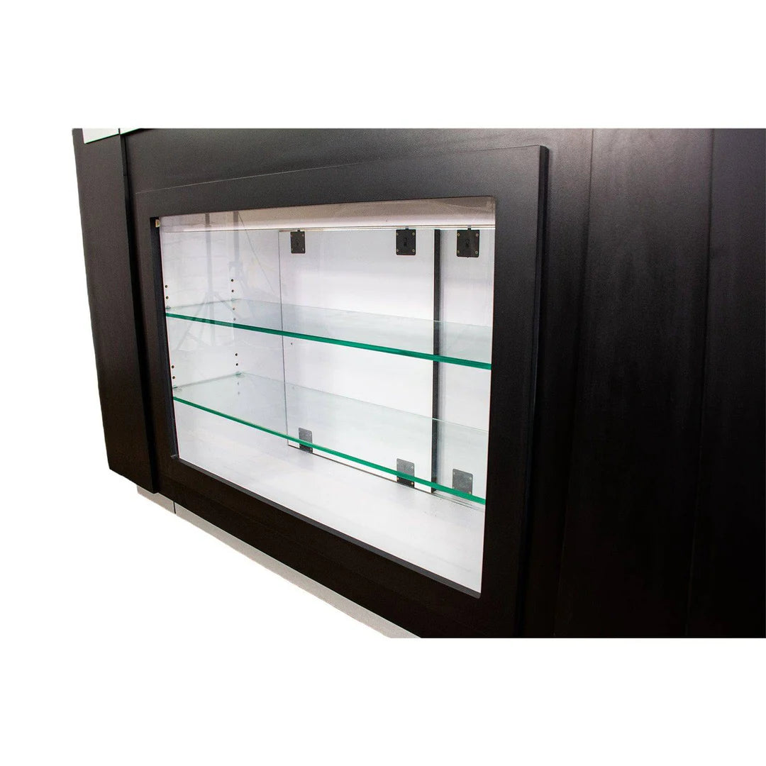 Elegant AYC Sonoma salon reception desk with built‑in glass display cabinet