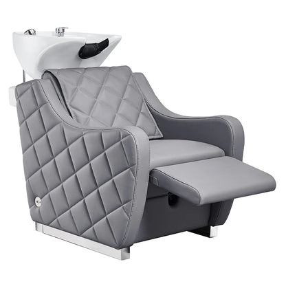 DIIR Mina backwash station with powered leg rest and sleek, salon-ready appearance.