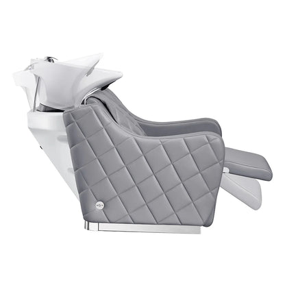 Modern DIIR Mina shampoo unit with electrical leg rest for premium salon services.