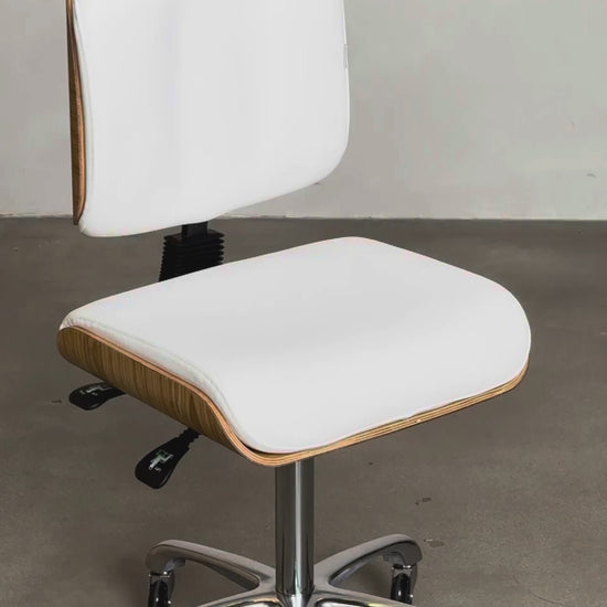 Luxury esthetician stool with wood base, adjustable rolling spa stool with backrest for facial, lash, and treatment room use Spa Numa BENTLEY