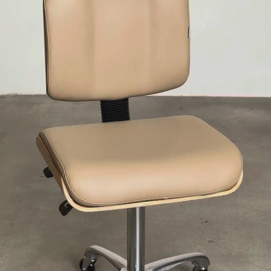 Luxury esthetician stool with wood base, adjustable rolling spa stool with backrest for facial, lash, and treatment room use Spa Numa BENTLEY
