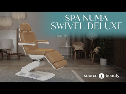 Spa Numa SWIVEL DELUXE 4 Motor Electric Treatment Chair Bed with Built-in Foot Pedals - 2246EB - All-Black