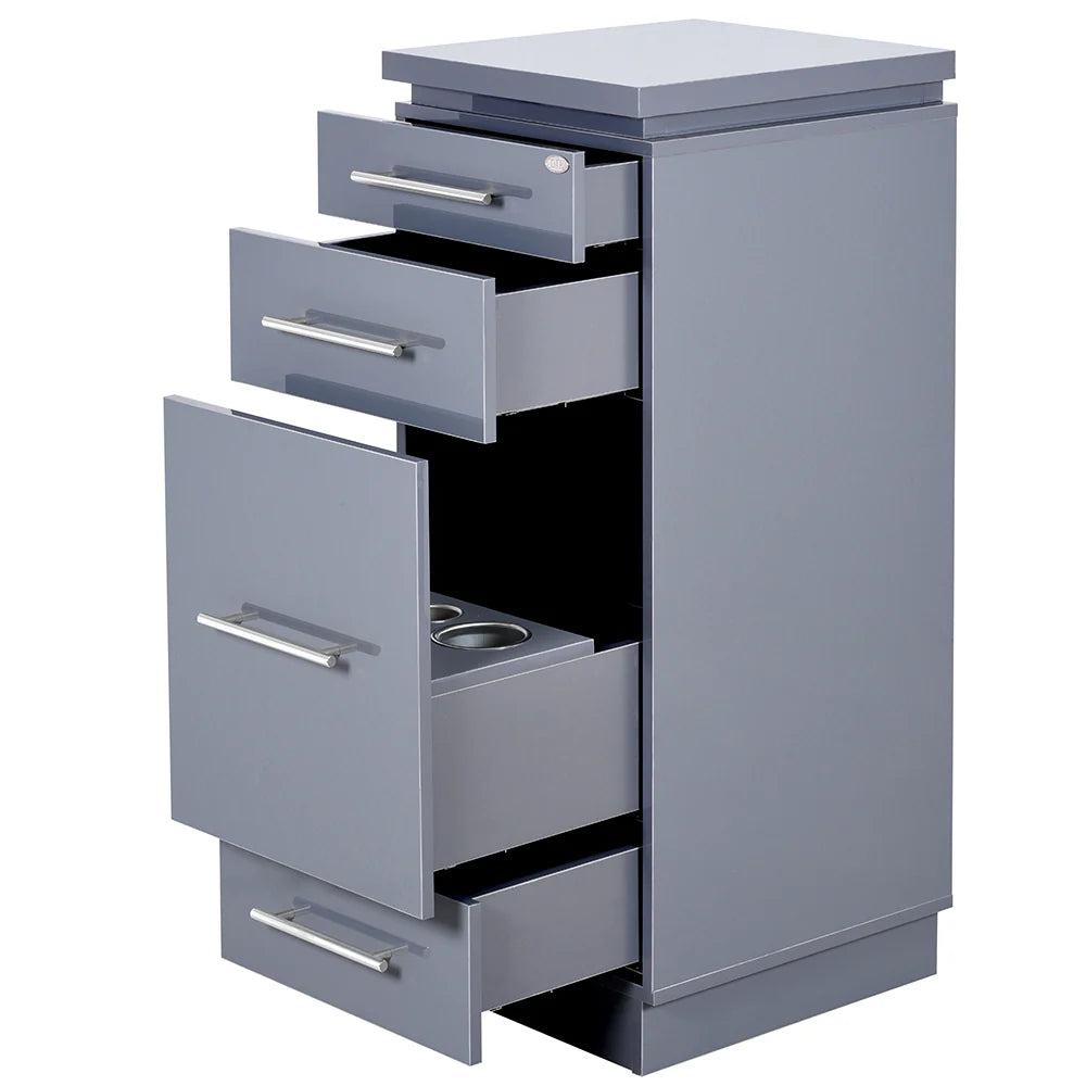 Modern Romance II salon station cabinet with refined, professional styling.
