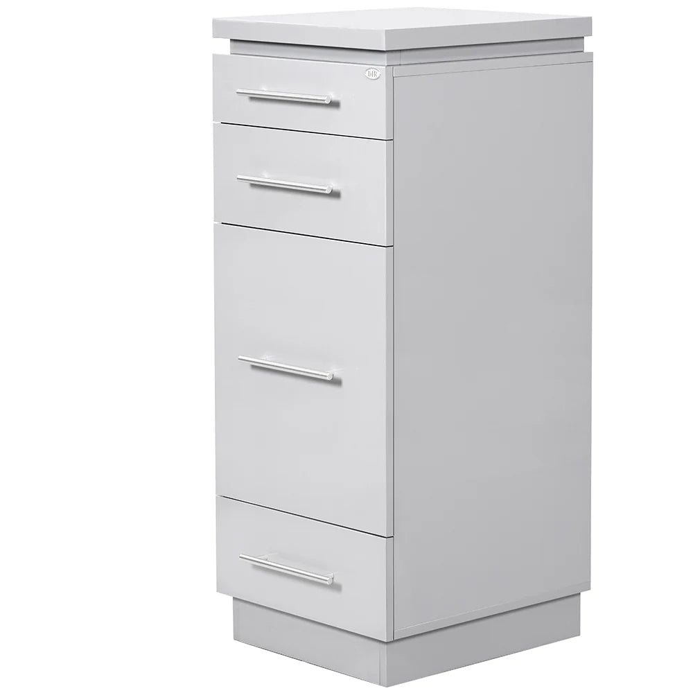Romance II styling station cabinet combining storage functionality with elegant design.