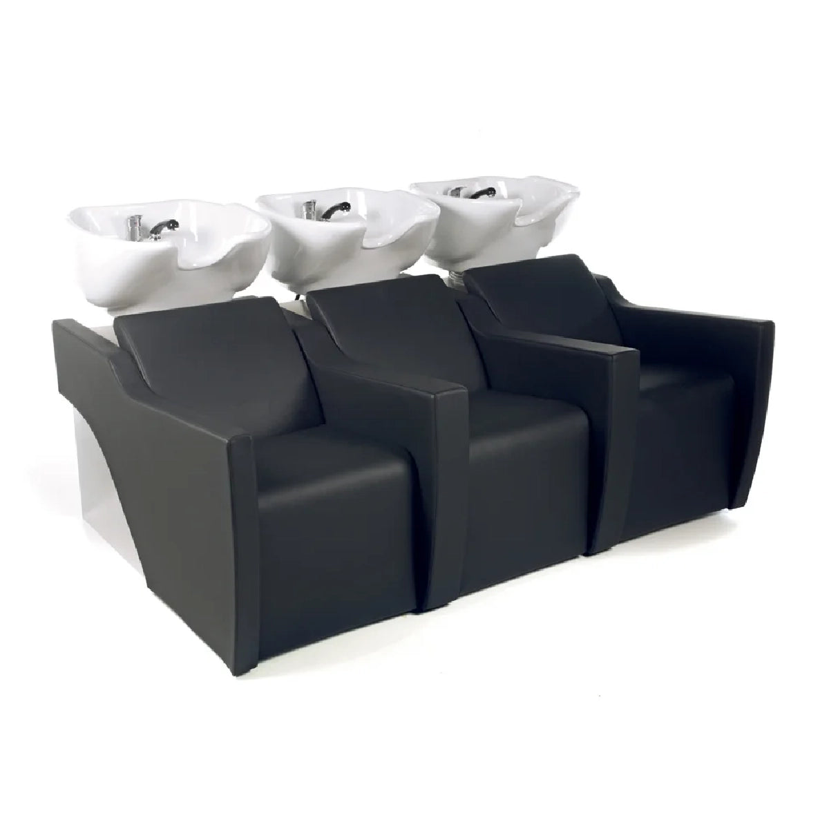 Ergonomic salon backwash system with reclining seat and product storage by Gamma & Bross