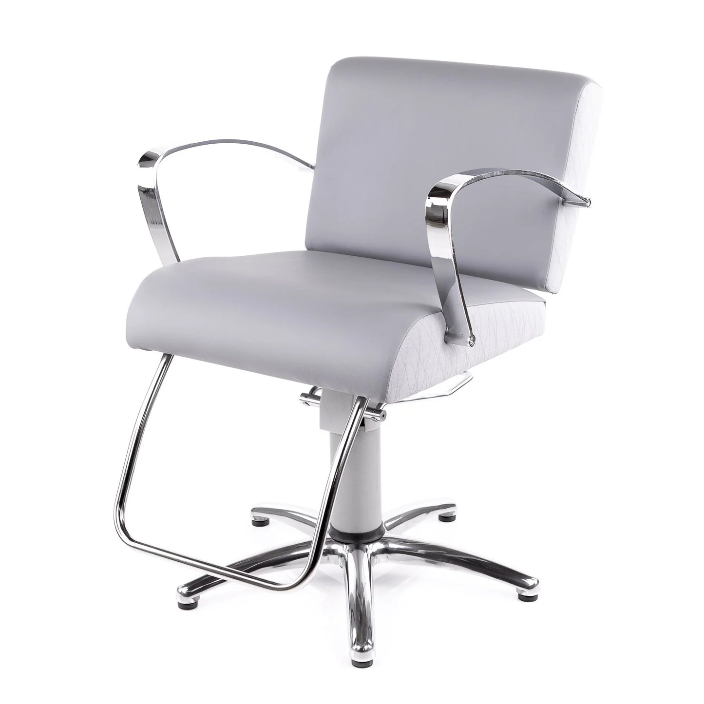 Gray chair with chrome frame on a white background
