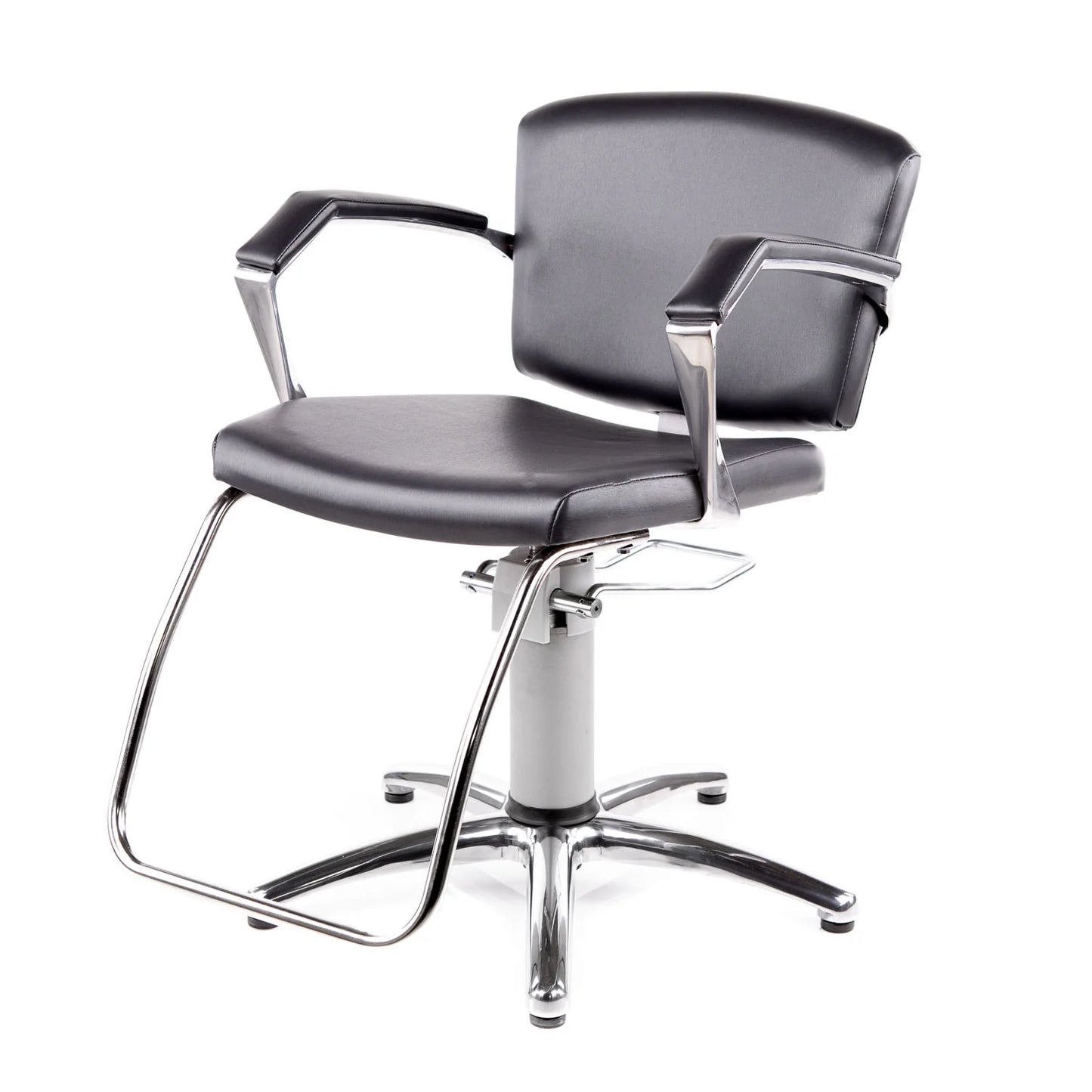 Gray office chair with chrome base on a white background