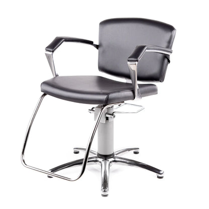Gray office chair with chrome base on a white background