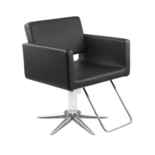 Ergonomic salon styling chair with chrome base and parrot design