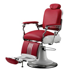 Takara Belmont Legacy Barber Chair in premium red leather upholstery