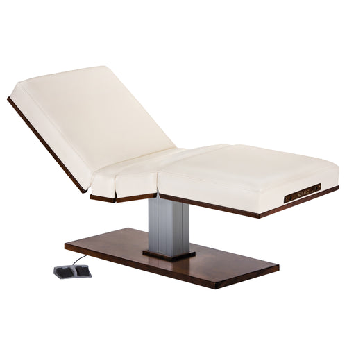 Professional spa treatment table with manual tilt and electric lift system