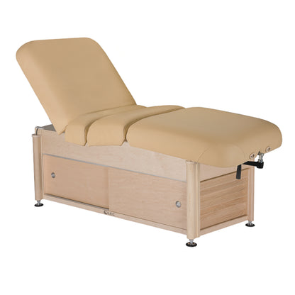 Luxury spa treatment table Napa model by Living Earth Crafts with storage cabinet