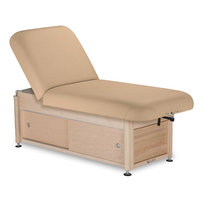 Professional salon treatment table with PowerAssist lift and cabinet base by Living Earth Crafts