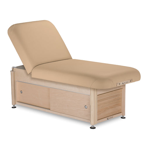 Living Earth Crafts Serenity salon treatment table with cabinet base and PowerAssist