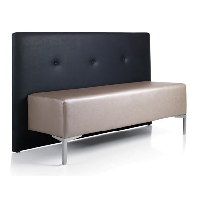 Modern Italian two-seater spa bench with microfiber fabric and wooden frame