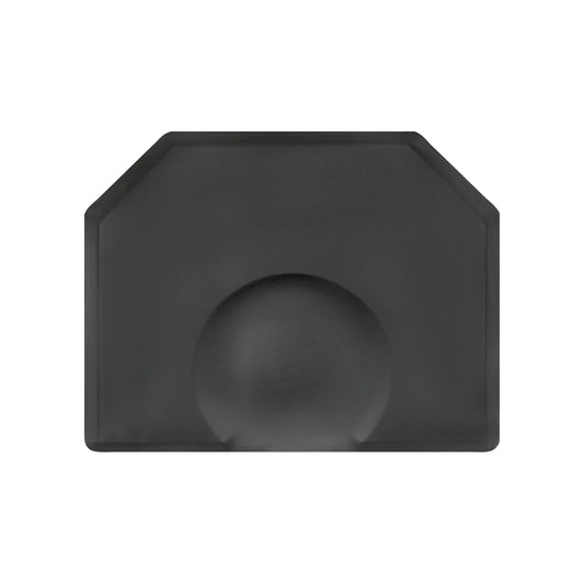 An oversized black salon mat with a round base depression, designed for chair mats.